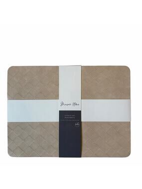 Faux Leather Reversible Placemats 13x18 Set of 4 BEIGE by Maison Home New
